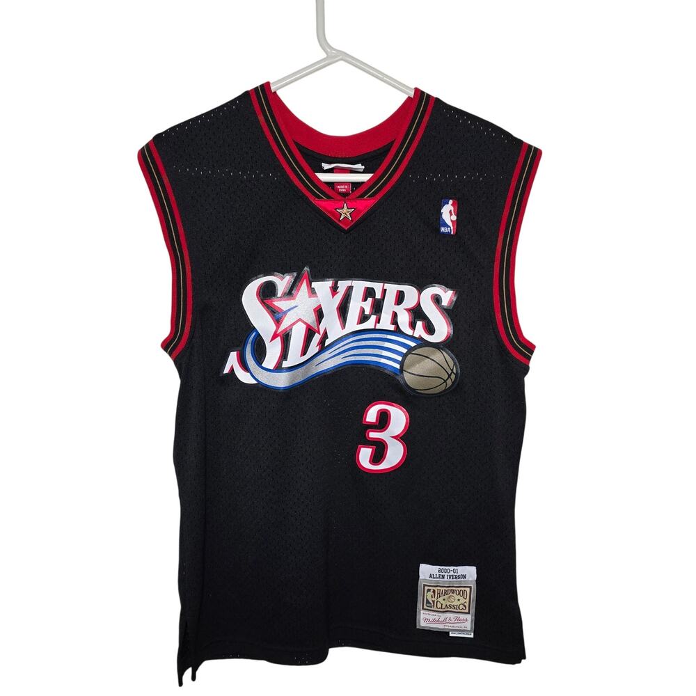 Michell & Ness Philadelphia Sixers Allen Iverson NBA Jersey Black Red Medium